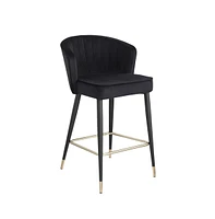 Set of 2 Modern Velvet Upholstered Counter Stool with Curved Backrest and Metal Legs-The Pop Home