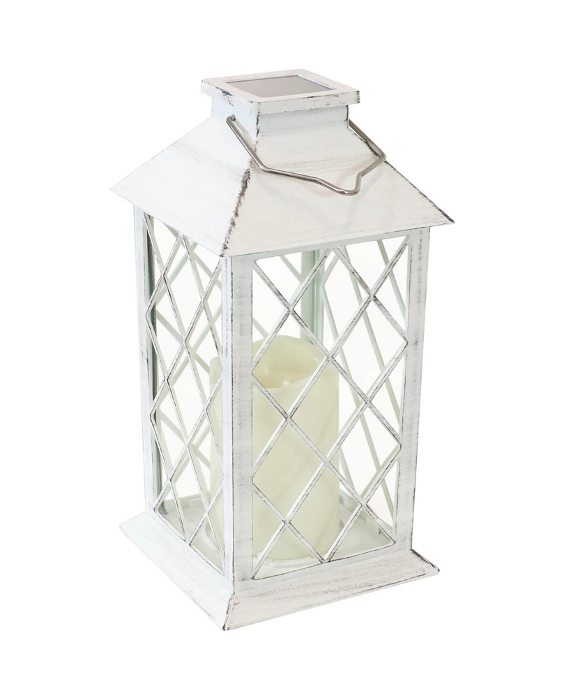 Concord 11-Inch Solar Led Decorative Candle Lantern -Tabletop/Hanging Light - White