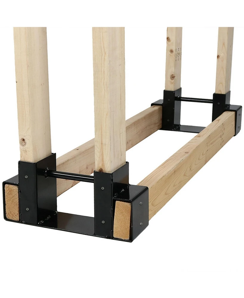 Firewood Log Storage Rack Bracket Kit - Adjustable Length - For Fire Pit Area, Patio, or Yard