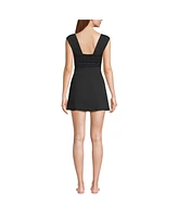 Lands' End Women's Smoothing Square Neck Ruched Swim Dress Swimsuit