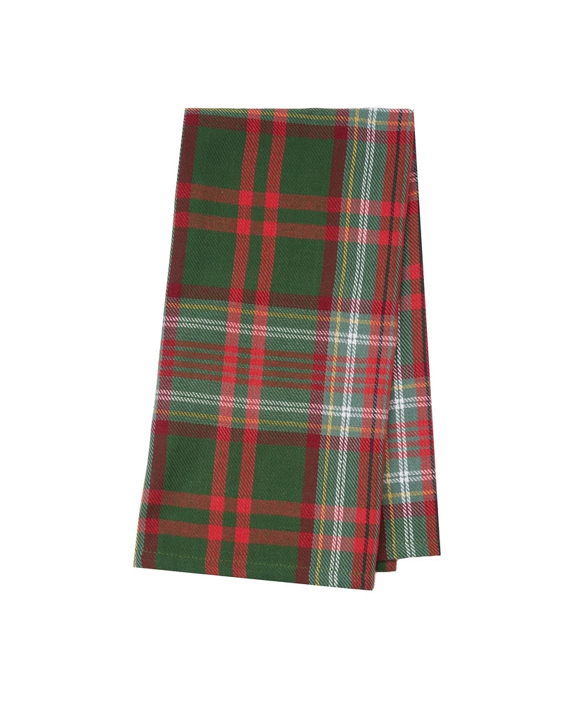 27' X 18" Axel Plaid Woven Cotton Kitchen Dish Towel, Red, White and Green Plaid