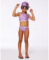Deux par Deux Girl Printed Two-Piece Swimsuit Old Mauve And Multicolored Butterflies - Toddler|Child