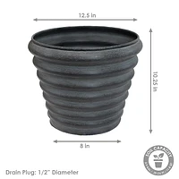 Molly 12.5" Metal Outdoor Plant Pot Set with Drainage Holes and Rubber Plugs - Matte Gray - Set of 4