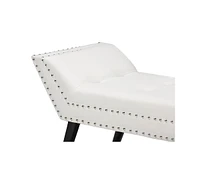 Baxton Studio Tamblin Modern and Contemporary White Faux Leather Upholstered Large Ottoman Seating Bench