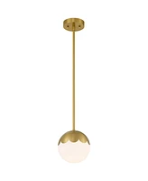 Camila 7" Mid Century Modern Pendant Ceiling Light Fixture Dining Room Over Table Kitchen Island Foyer Globe Hanging Antique Brass Finish Glass Hallwa