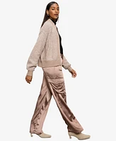 Sanctuary Women's Boucle-Knit Zip-Front Bomber Jacket