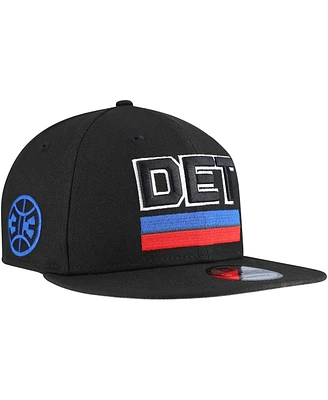 New Era Men's Black Detroit Pistons Jersey Hook Statement Edition 9FIFTY Snapback Hat