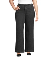 Lands' End Women's Plus Recycled Denim High Rise Wide Leg Jeans