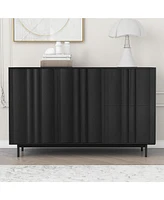 Wave Pattern Storage Cabinet with 2 Doors and Drawers, Adjustable, Suitable for Study, Entrance Living Room