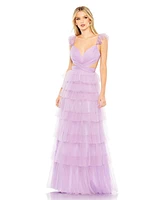 Mac Duggal Women's Ruffle Tiered Tulle Cut Out Gown