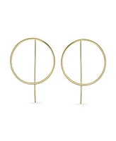 Bling Jewelry Delicate Minimalist Geometric Thin Round Open Circle Modern Hoop Threader Earrings Sterling Silver