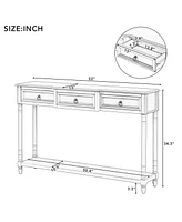 Console Table Sofa Table with Drawers for Entryway with Projecting Drawers and Long Shelf