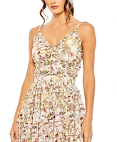 Mac Duggal Women's Floral Print Ruffle Tiered Midi Dress