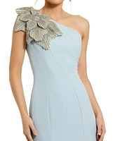 Mac Duggal Women's Crepe One Shoulder Gown With Flower