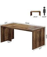 Tribesigns 63-Inch Executive Desk, Farmhouse Large Wood Computer Writing Conference Table with Sturdy Wooden Legs, Business Furniture Workstation for