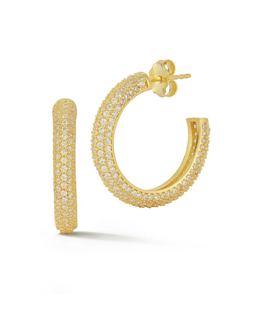 Rachel Zoe 14K Gold Plated Sterling Silver Small Pave Hoop Earrings