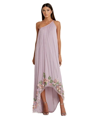 Mac Duggal Women's One Shoulder Trapeze Embellished High Low Gown