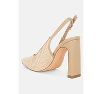 Alzbeta Raffia Pointy Toe Slingback Pumps