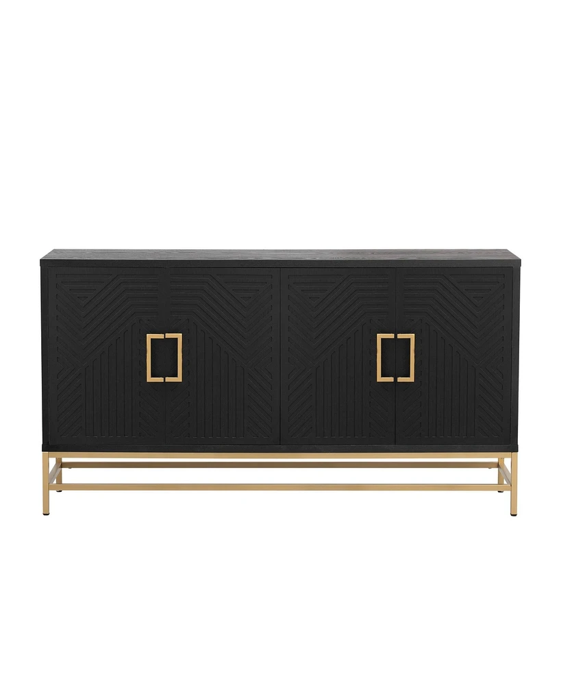 Retro Style Sideboard with Adjustable Shelves, Rectangular Metal Handles and Legs for Kitchen, Living room, Dining Room