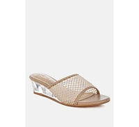 Tempra Mesh Clear Heel Wedge Sandals