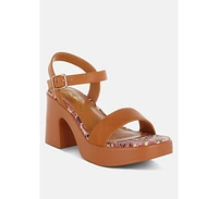 Kolata Faux Leather Pin Buckle Platform Heels