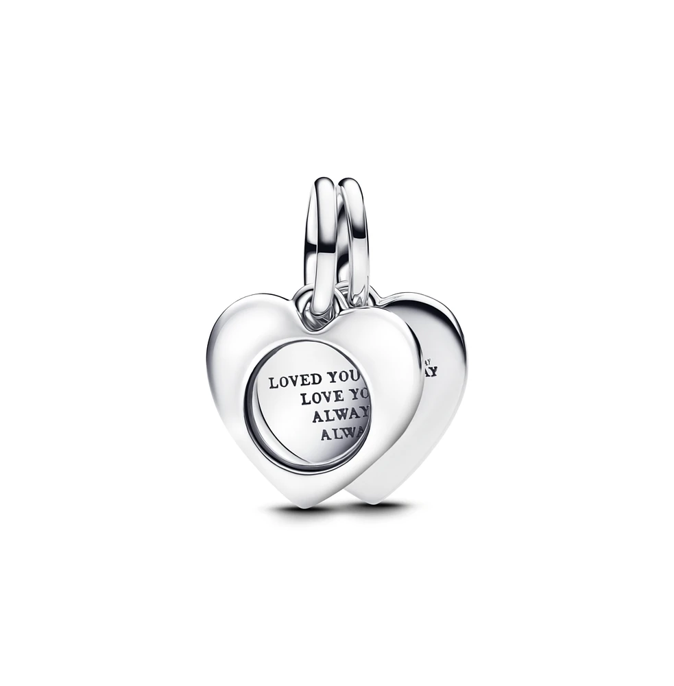 Pandora Engravable Heart Magnifying Glass Double Dangle Charms