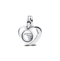 Pandora Engravable Heart Magnifying Glass Double Dangle Charms