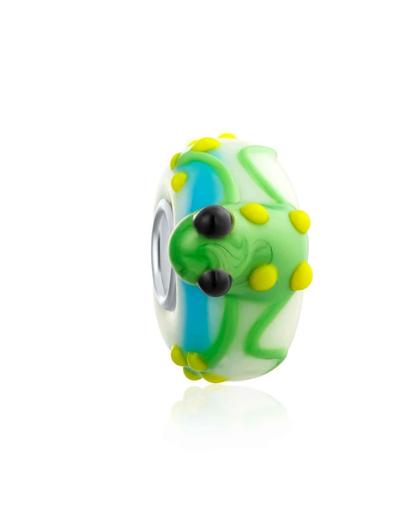 Bling Jewelry Green Yellow Toad Frog Glass Charm Bead for European Bracelet 3D Lampwork Murano