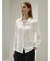 Women's Classic Pearl Button Silk Shirt