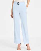 Bar Iii Women's High Rise Belted Wide Leg Pants, Exclusively at Macy's