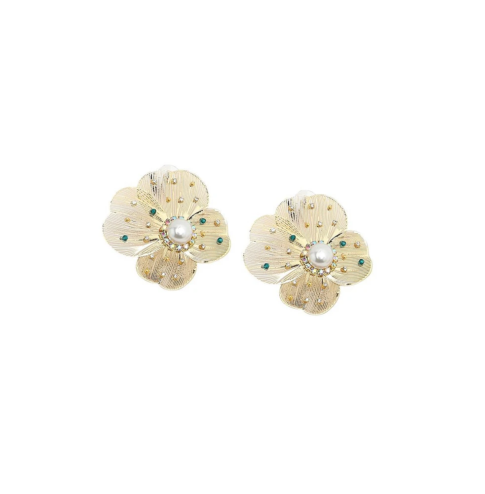 Floral Palmate Drop Earrings