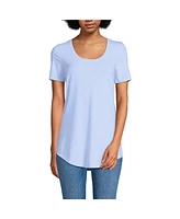 Lands' End Women's Petite Short Sleeve Power Performance Scoop Neck Curved Hem Tunic Tee