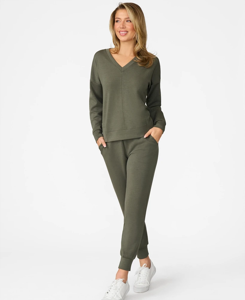 Cable & Gauge Women's Yummy V-Neck Sweatshirt and Jogger Matching Set