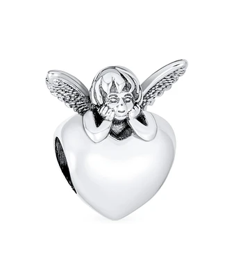 Bling Jewelry Initial Alphabet Bead Charm Fairy Angel Wings Heart Sterling Silver