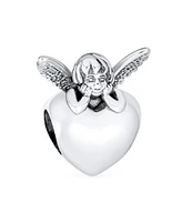 Bling Jewelry Initial Alphabet Bead Charm Fairy Angel Wings Heart Sterling Silver