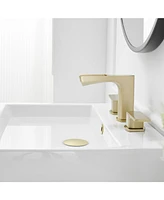 Waterfall 8 in. Widespread Double Handle Gold Bathroom Faucet Set 3 Holes Vanity Sink With Metal Drain Brushed