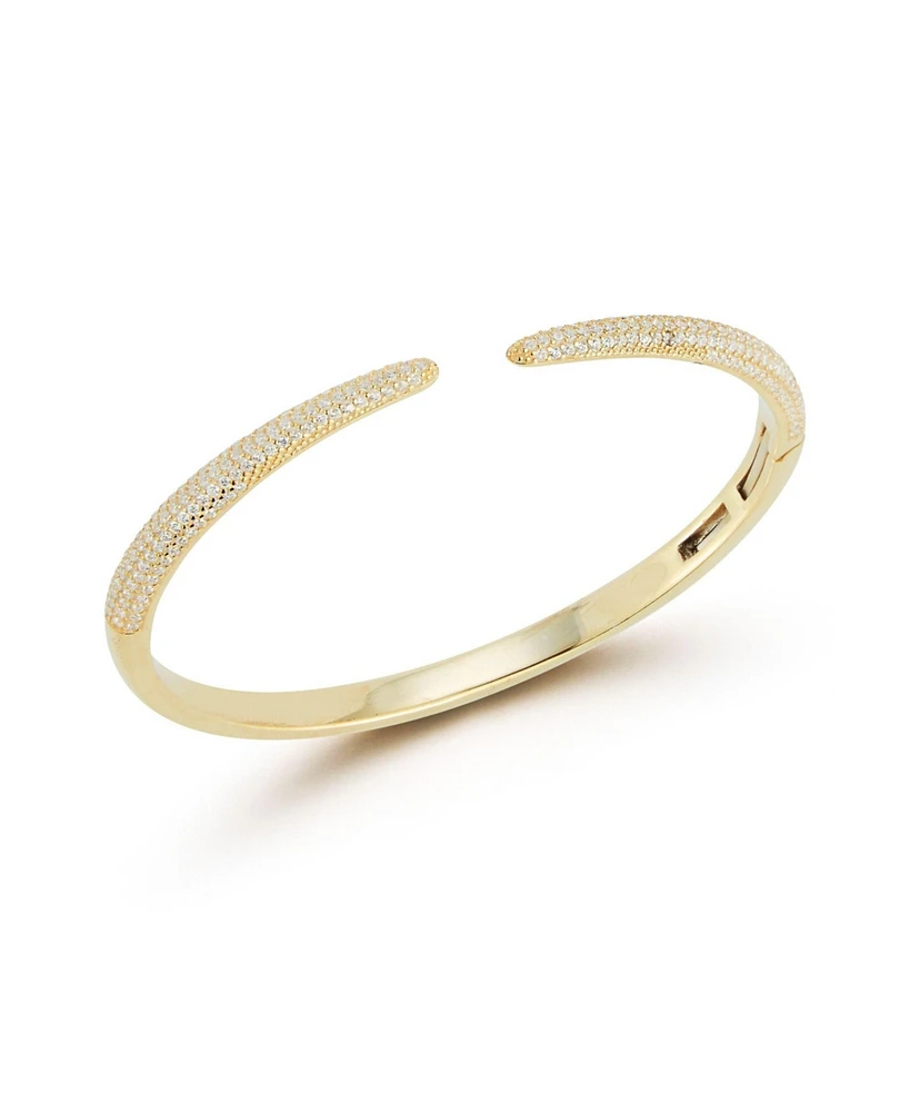 Rachel Zoe 14K Gold Plated Sterling Silver Pave Claw Cuff Bangle Bracelet