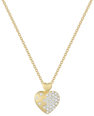 Diamond Scatter Pave Cluster Double Heart 18" Pendant Necklace (1/2 ct. t.w.) Sterling Silver or 14k Gold-Plated