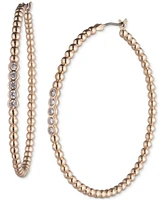 Lauren Ralph Lauren Gold-Tone Crystal Bead Medium Hoop Earrings, 1.76"