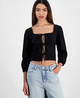 Self Esteem Juniors' Tie-Front Eyelet Top