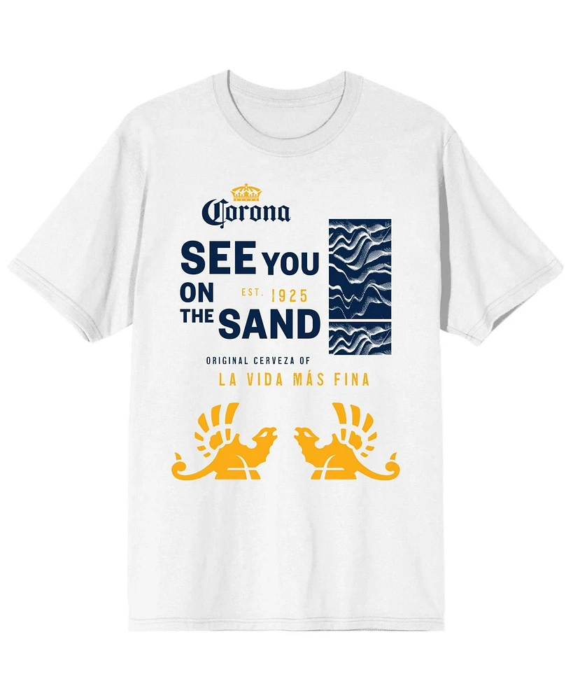 Corona See You On The Sand Men's White T-shirt-3XL