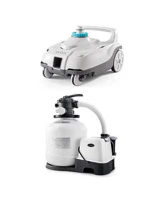 Intex Automatic Pool Cleaner w/Krystal Clear Saltwater System & Sand Filter Pump