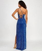 B Darlin Juniors' Embellished One-Shoulder Sleeveless Gown, Created for Macy's