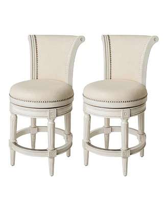 Maven Lane Pullman Wooden Swivel Kitchen Counter Stool, White Oak, Set of 2