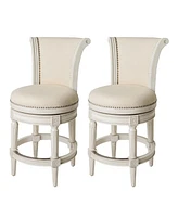 Maven Lane Pullman Wooden Swivel Kitchen Counter Stool, White Oak, Set of 2
