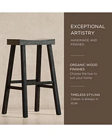 Maven Lane Vincent Wooden Rustic Aesthetic Kitchen Bar Stool, Set of 3