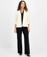 Ak Anne Klein Petite One-Button Roll-Tab-Sleeve Blazer