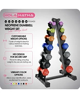 HolaHatha 146 Pound Neoprene Dumbbell Full Body Weight Set with Storage Rack