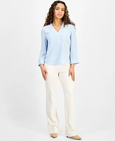 Ak Anne Klein 3/4-Sleeve Utility Blouse, Regular & Petite