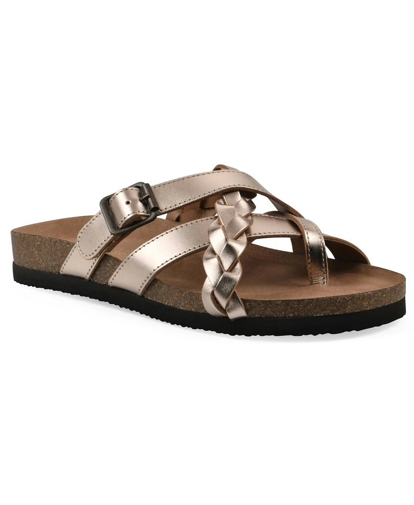 White Mountain Women's Harrington Round Toe Flat Sandals